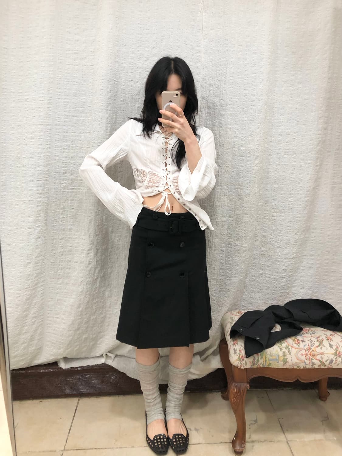 Belted buttons midi skirt 상품이미지2