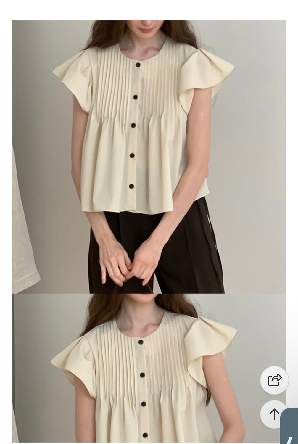 앤유브라운 뮤던블라우스 크림색 상품이미지3