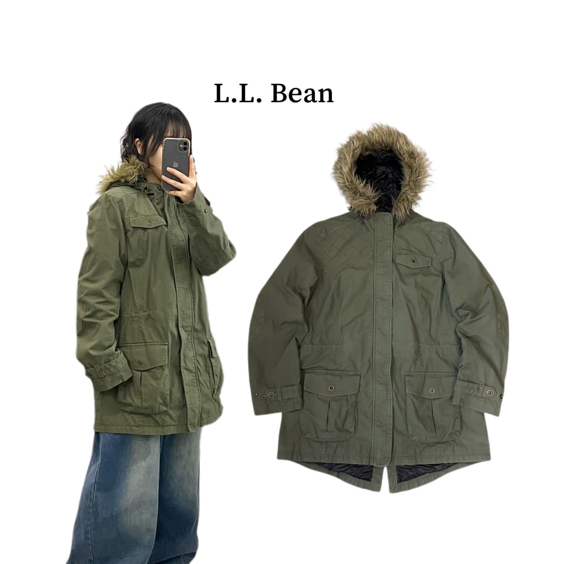 엘엘빈 퍼 후드 필드 야상 점퍼 자켓 상품이미지1