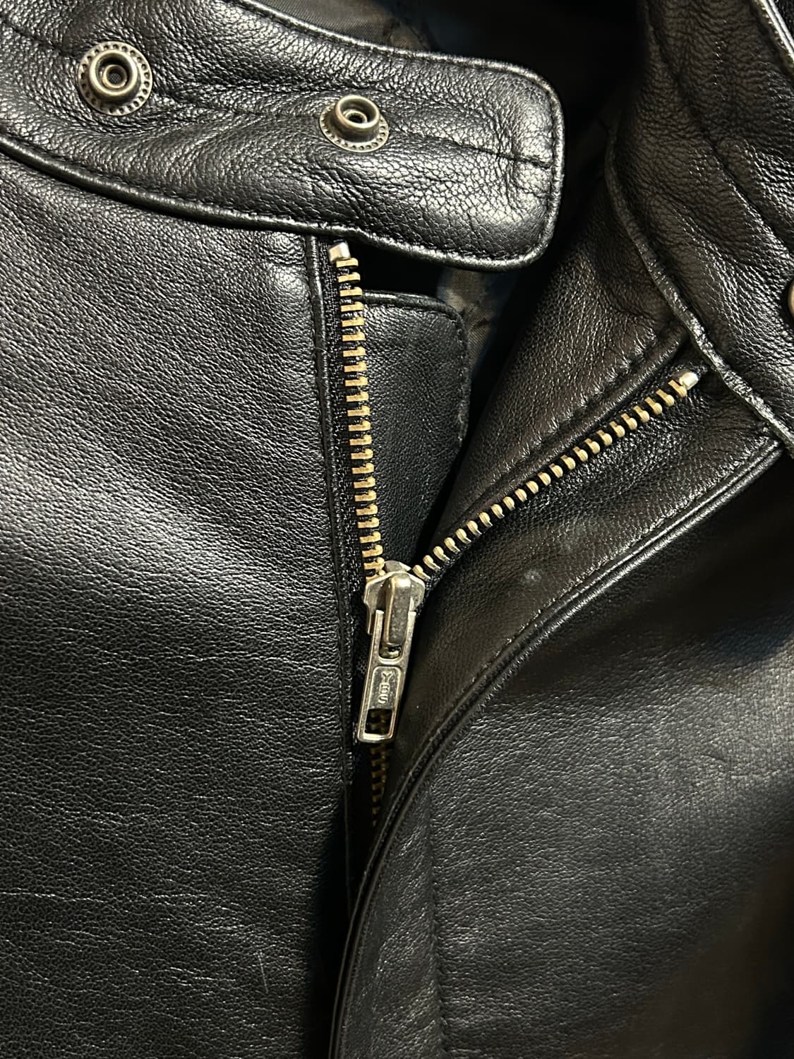 유즈드 블랙 레더 집업 자켓 상품이미지5