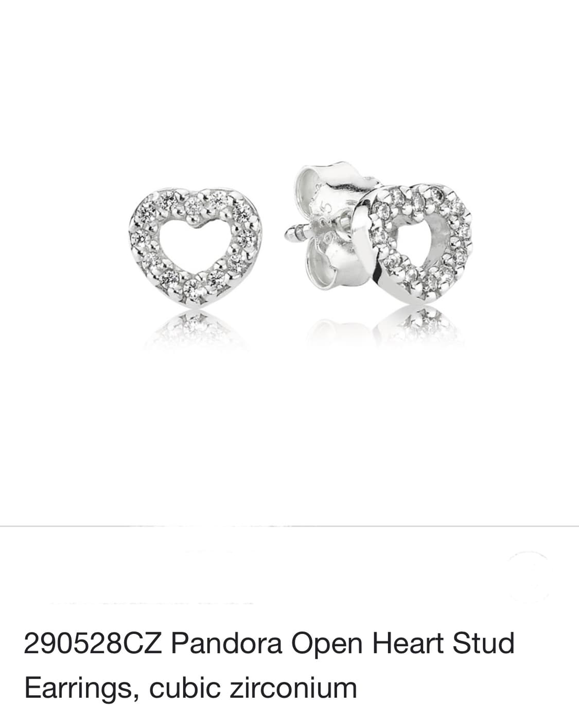 판도라 오픈 하트 귀걸이 실버925 순은 이어링 큐빅 새것급 상품이미지1