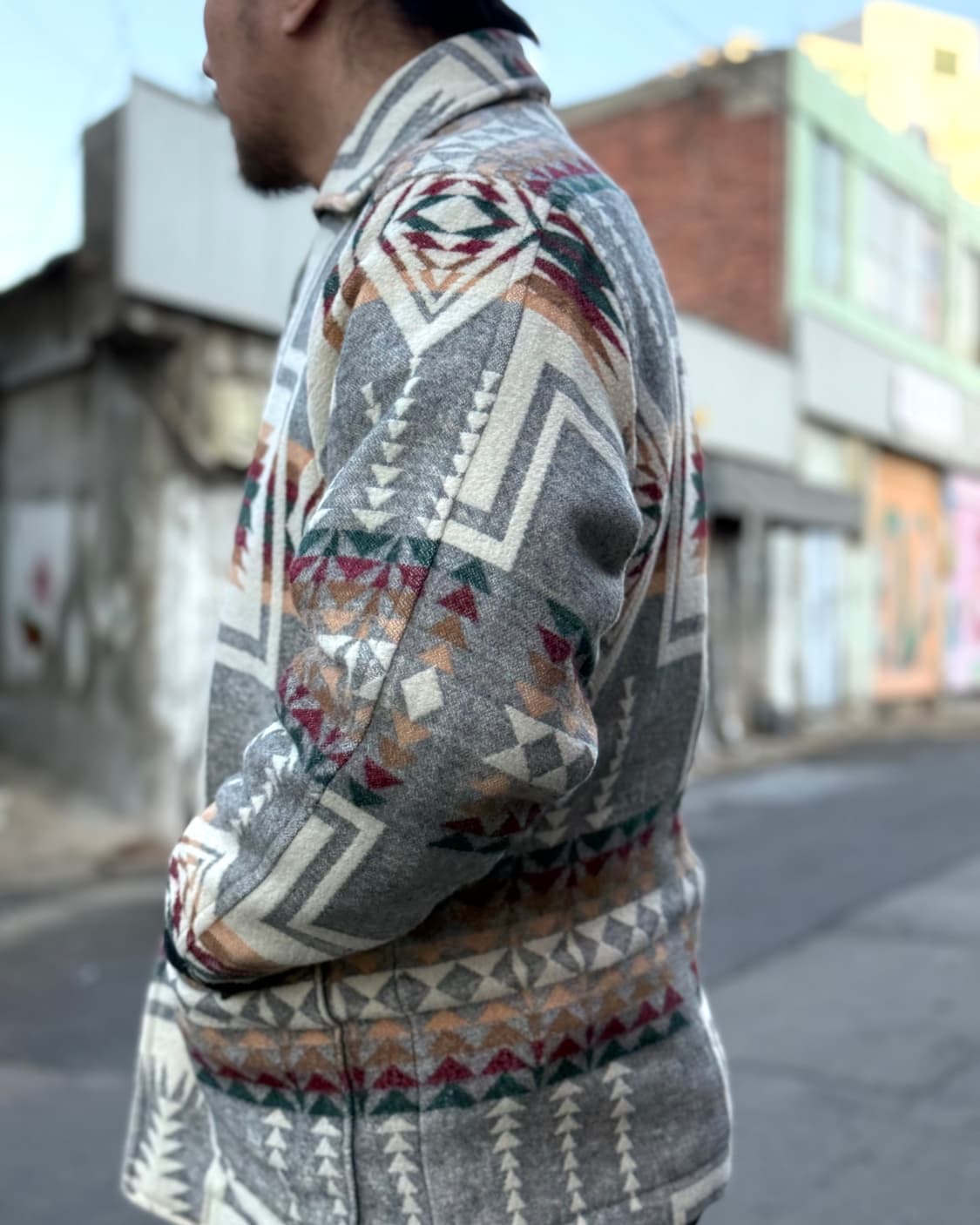 90's 화이트 팔레트 나바호 패턴 울 초어자켓 105 상품이미지9