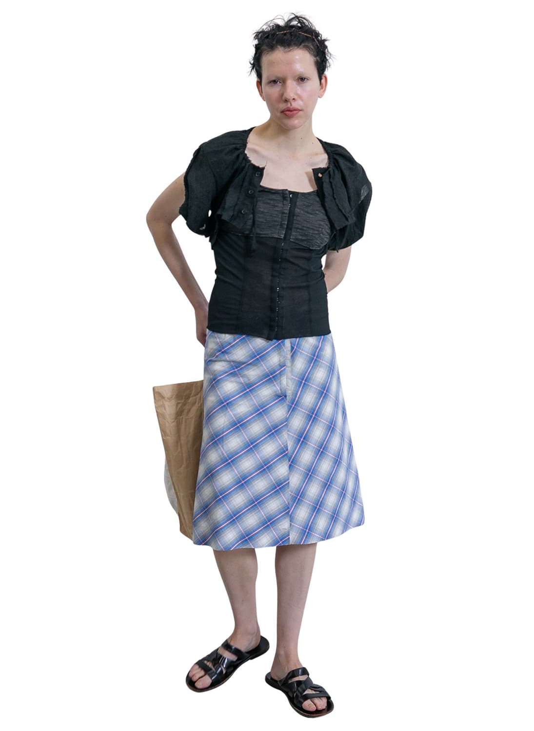 [F]퍼버즈 26ss 빈티지 체크 스커트/블루 상품이미지1