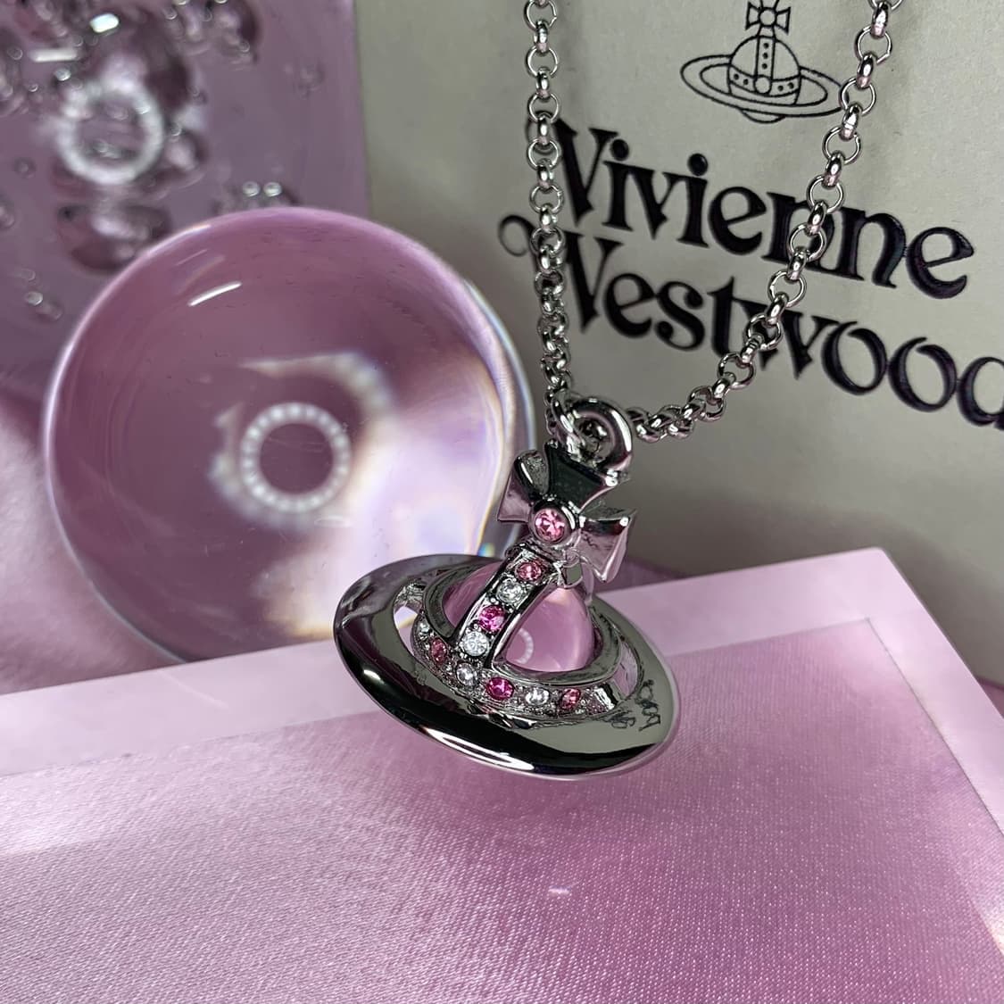 비비안웨스트우드 빅 orb 핑크 목걸이 상품이미지1