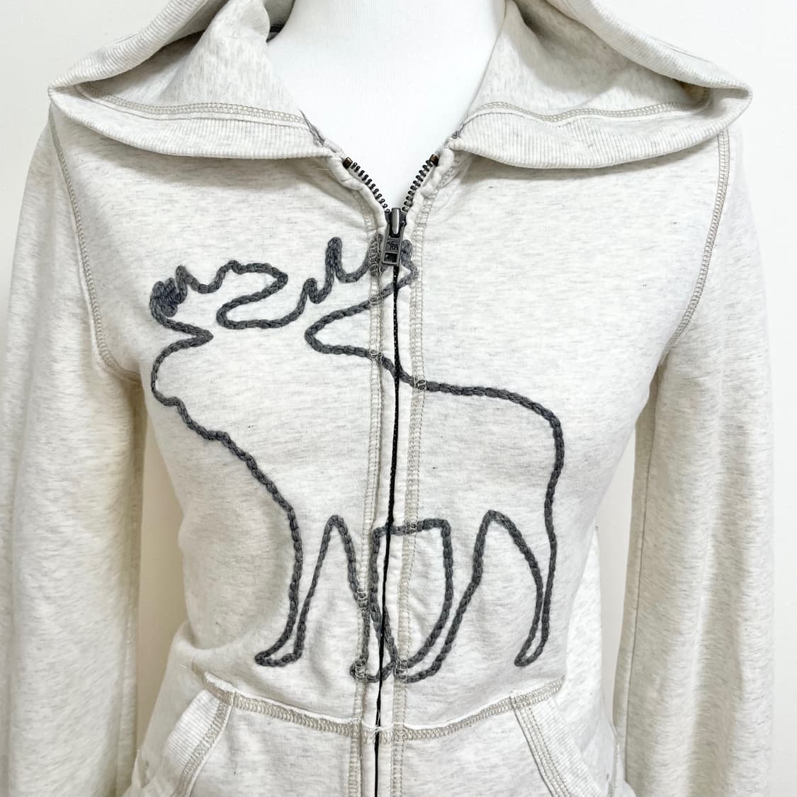 Abercrombie 아베크롬비 오트밀 딱붙 후드집업 아베후집 아베후드 상품이미지4