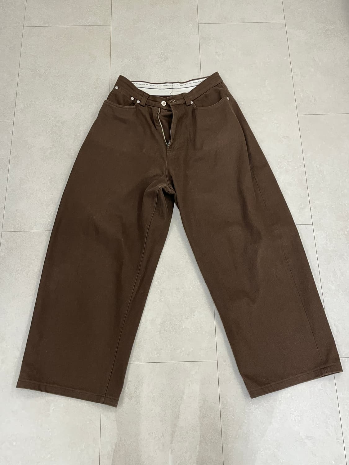 STU 와이드 코튼 팬츠 브라운 상품이미지3