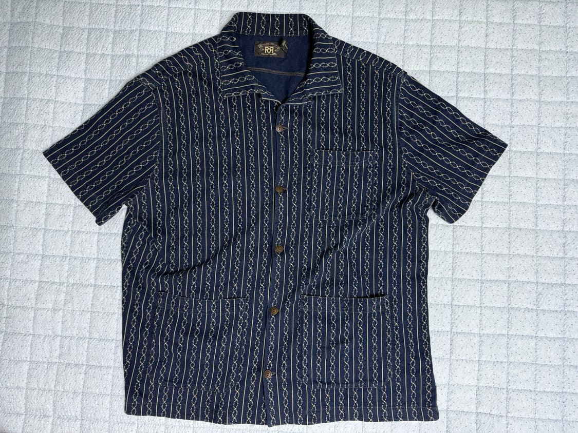 rrl 인디고 프린트 저지 캠프셔츠 m 상품이미지1