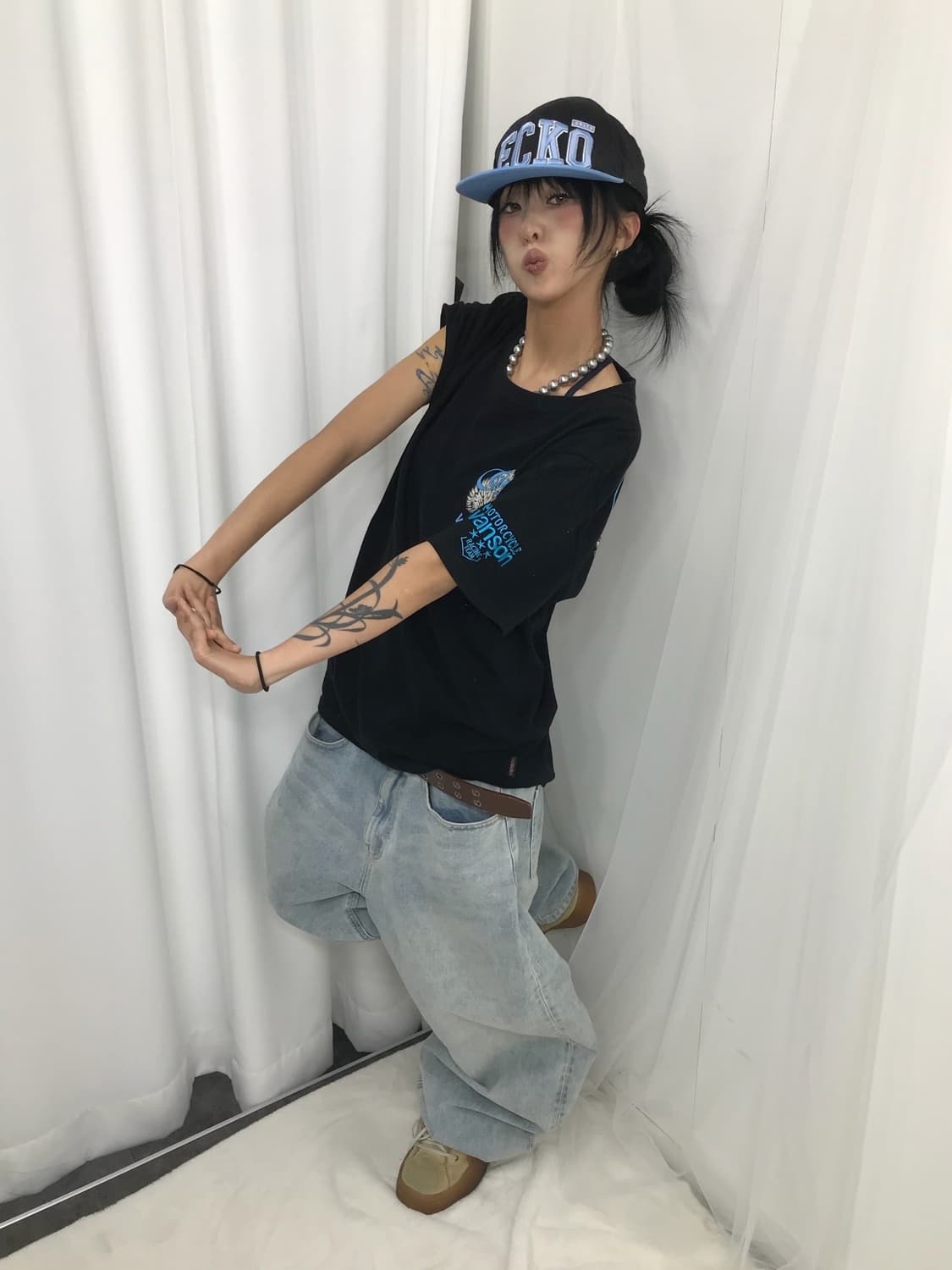 ☠️ 밴슨 스카이블루 스컬 프린팅 반팔 티셔츠 ☠️ 상품이미지3