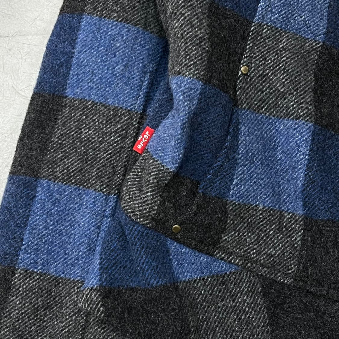 리바이스 울 혼방 퍼 카라 체크 자켓 y15742 상품이미지4