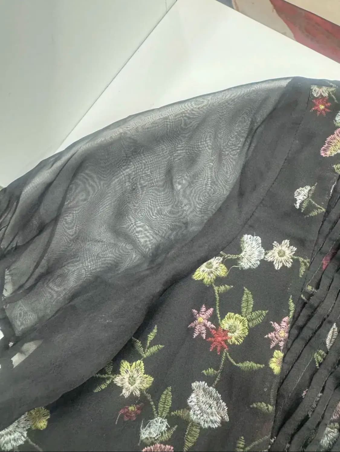 vtg 플라워 자수 시스루 블랙 원피스  상품이미지5