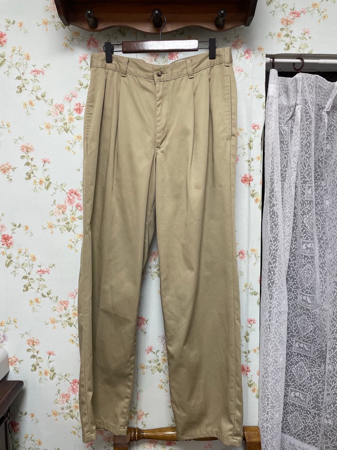 카키 베이지 와이드 치노 팬츠 상품이미지1