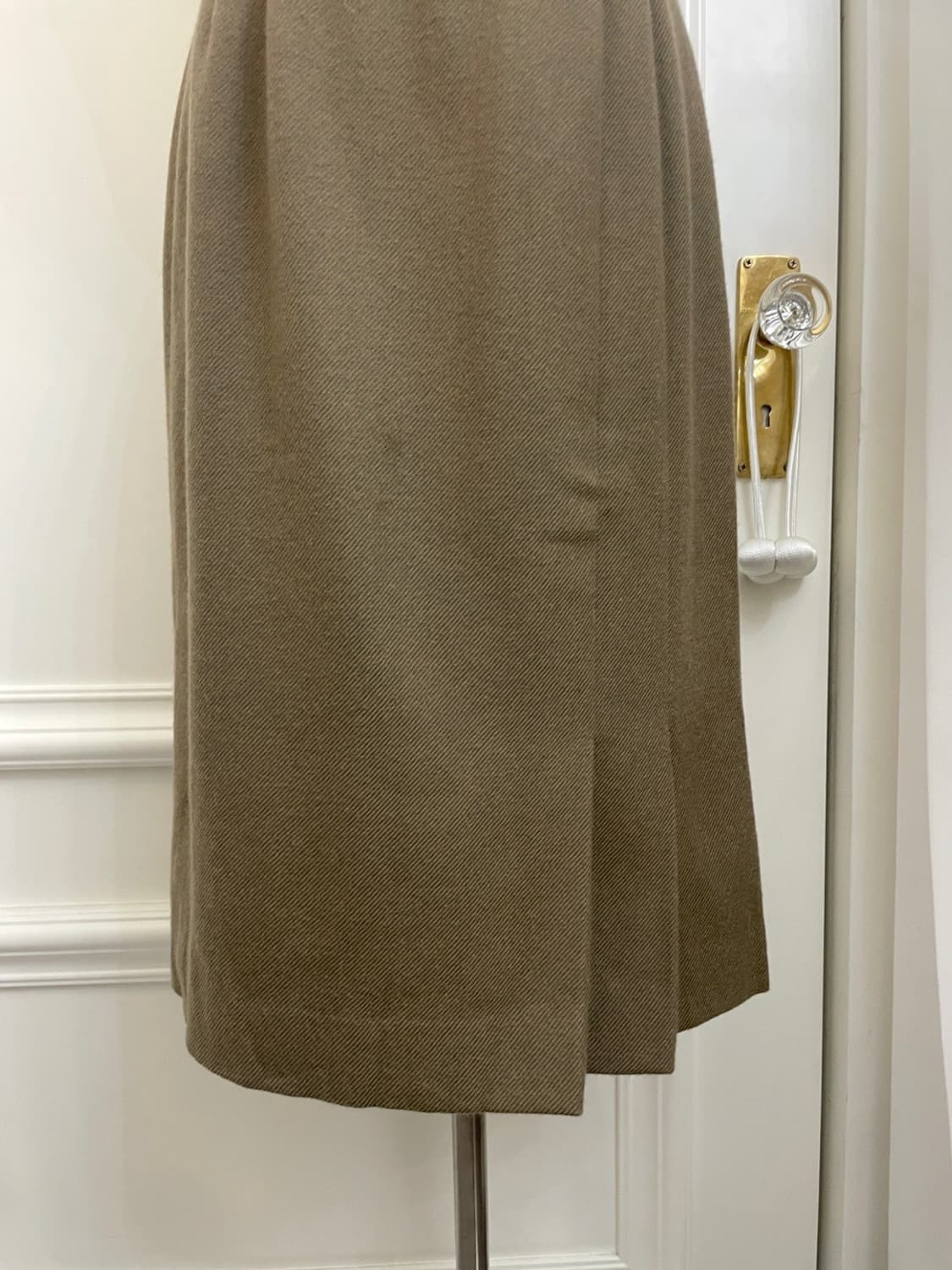 khaki brown twill pleats wool skirt 상품이미지6