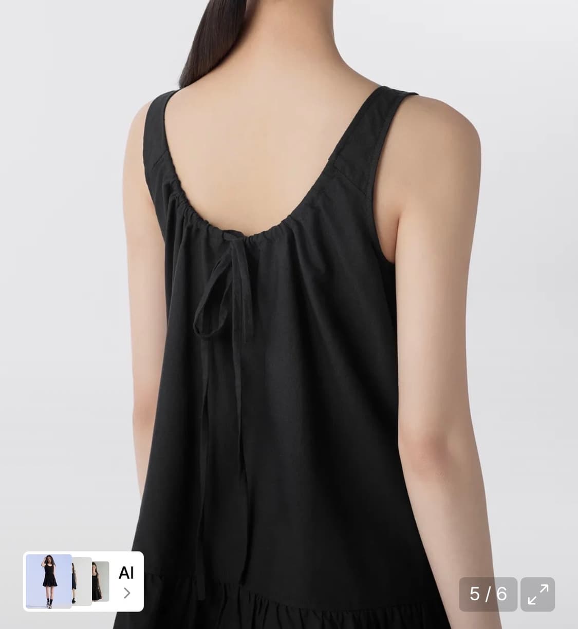 무신사스탠다드우먼즈코튼티어드 미니 블랙 드레스 xs 상품이미지3