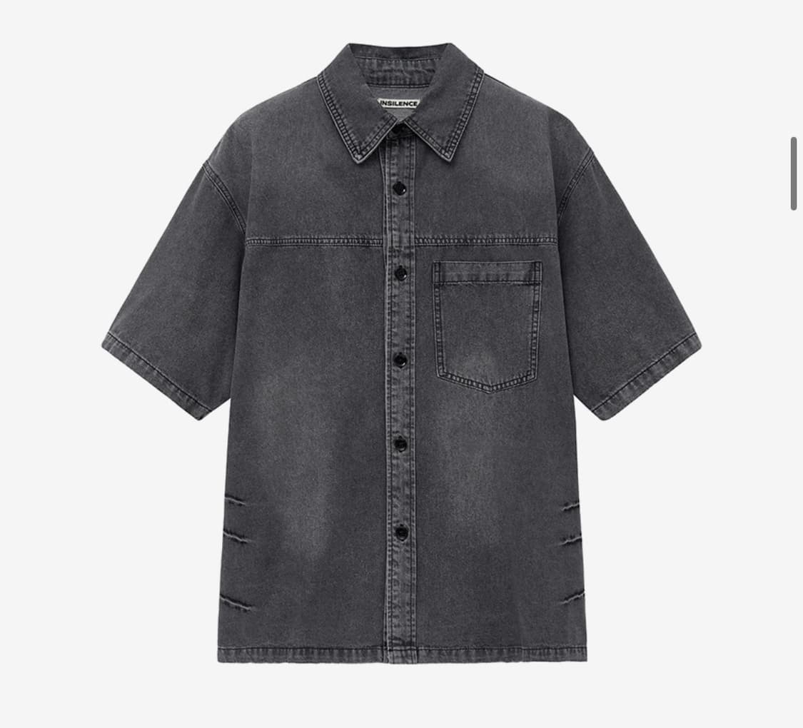 인사일런스 슬래시 워싱 데님 셔츠 WASHED GREY L사이즈 상품이미지1