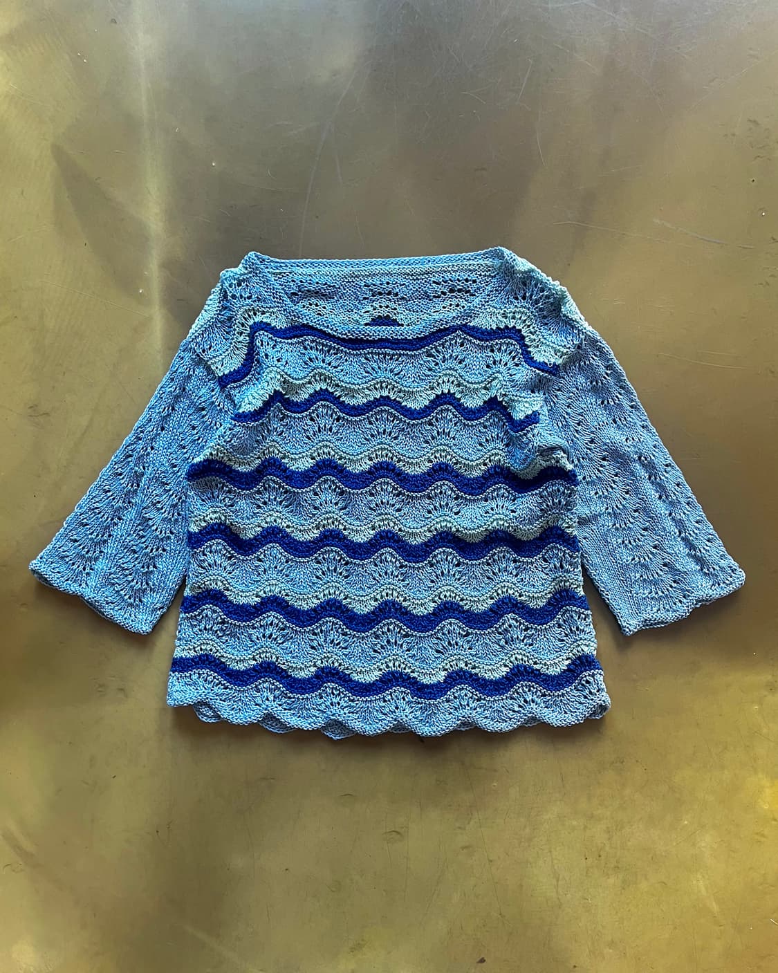 Jpn Vintage Waves Pattern Mesh Knit 상품이미지5