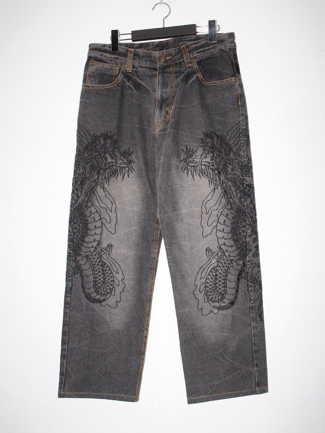 화조풍월 용 자수 블랙데님팬츠 36 상품이미지2