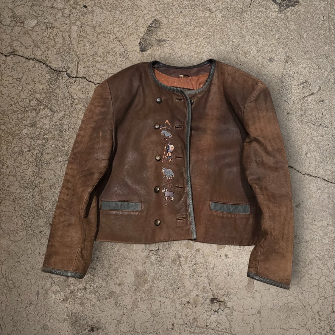 70~80s Brown Leather 트라흐텐 자켓 상품이미지1