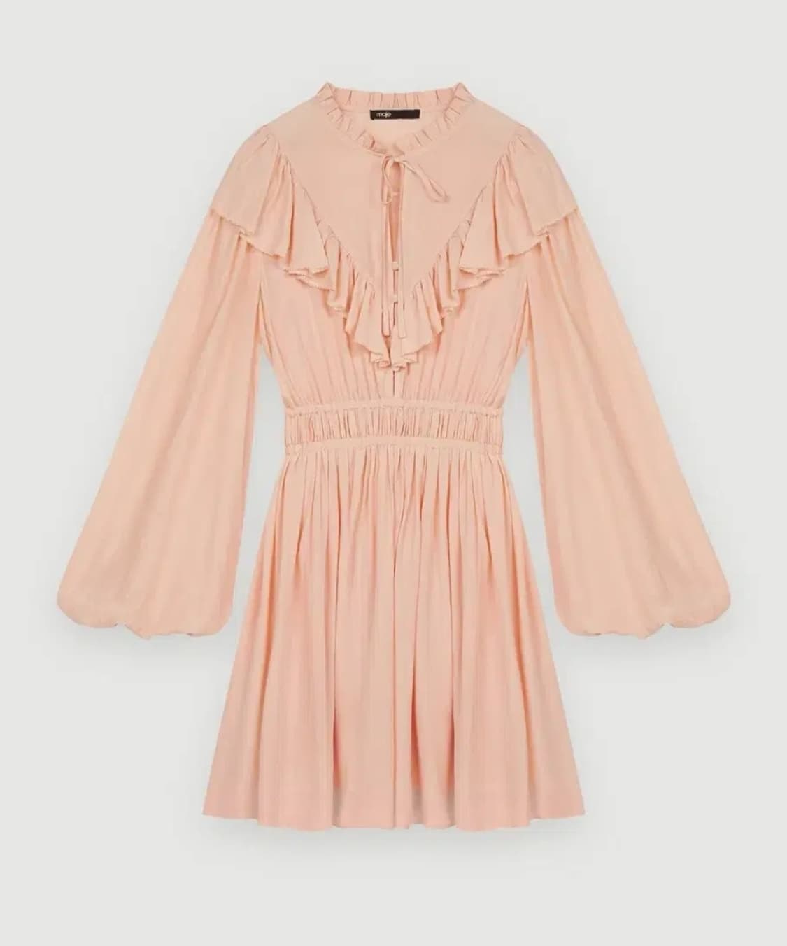 급처새상품!maje 마쥬 피치핑크 러플 리본 혜리원피스 셀프포트레이트st 상품이미지2