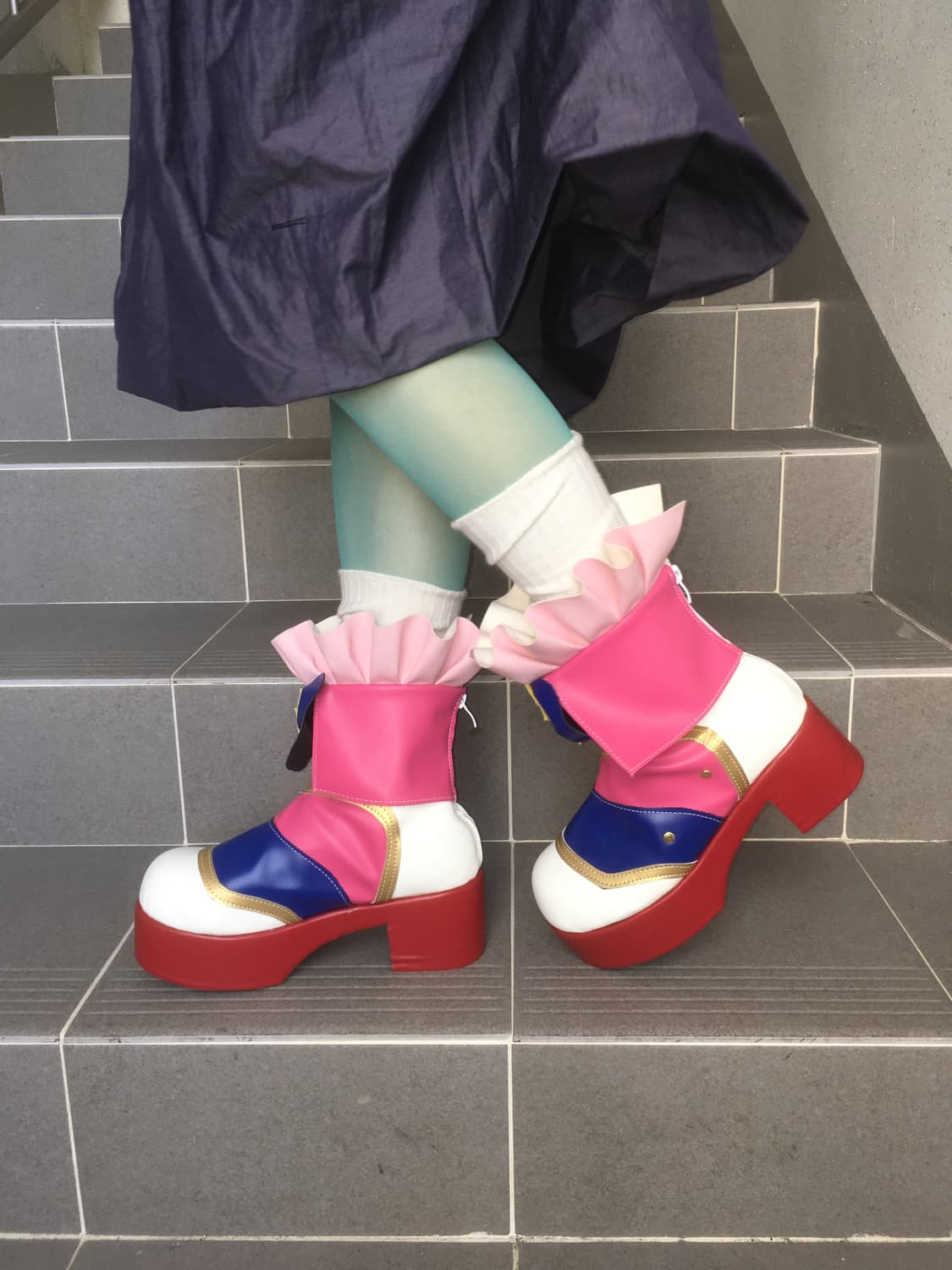 Pink star ribbon flat form boots 상품이미지6