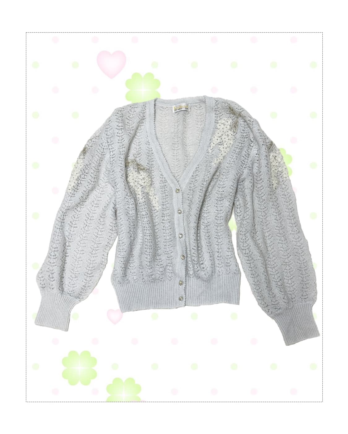 레이스 연그레이 아카시아 플라워 자수가디건 상품이미지1