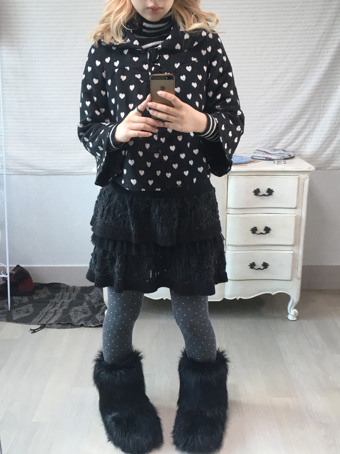 jpn vintage black knit frill cancan sk 상품이미지6