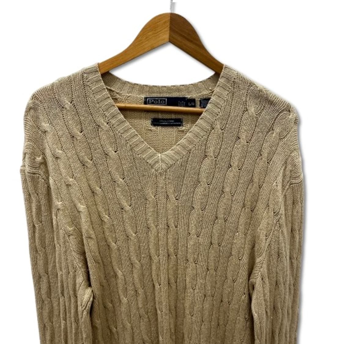 폴로 랄프로렌 케이블 베이지 브이넥 니트 상품이미지3