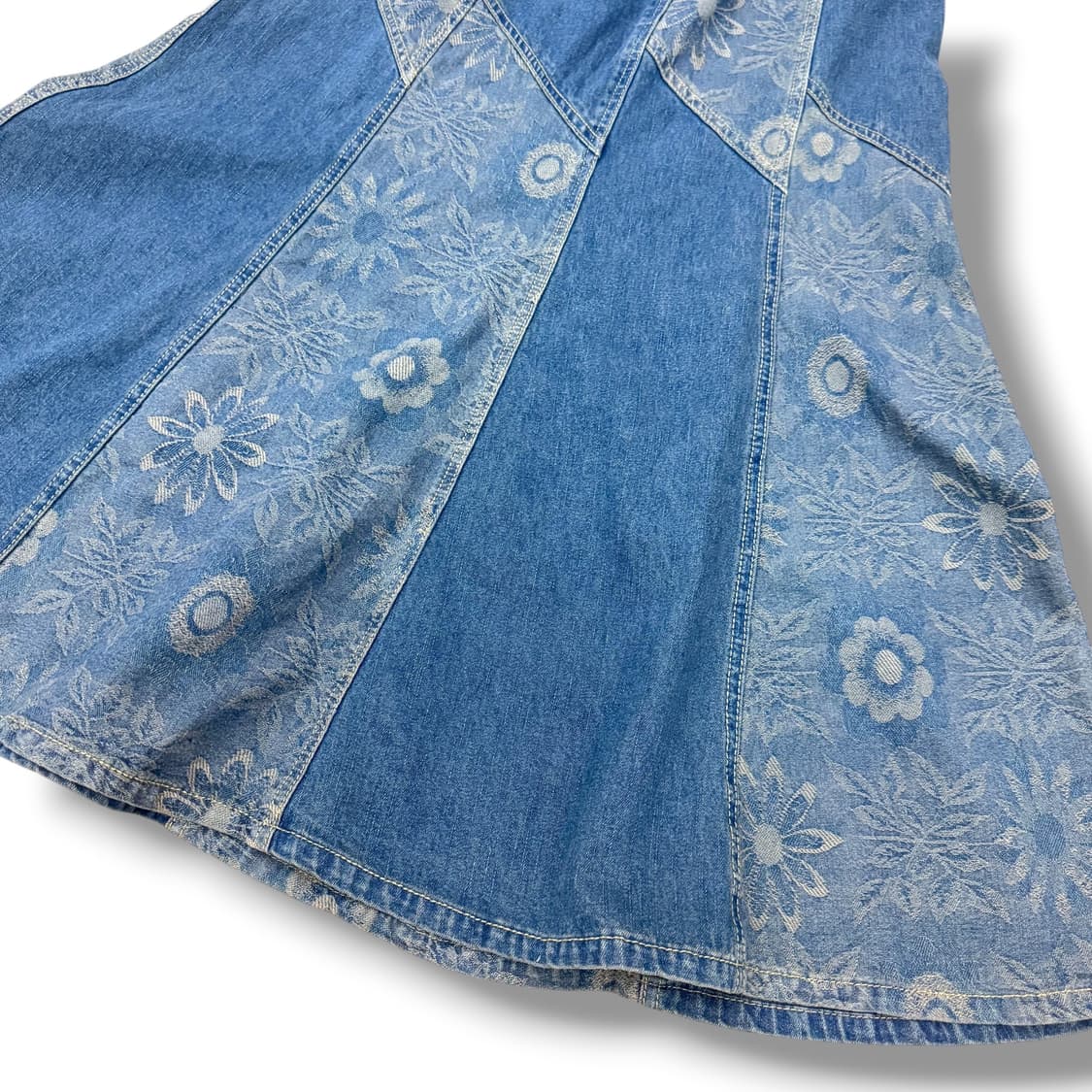 JPN 플라워 패치 데님 롱스커트 상품이미지4