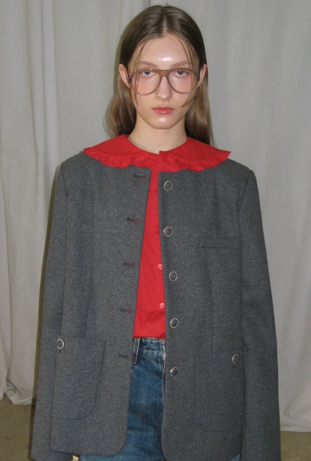 시눈 Round Frill Collar Shirt 새상품 상품이미지3