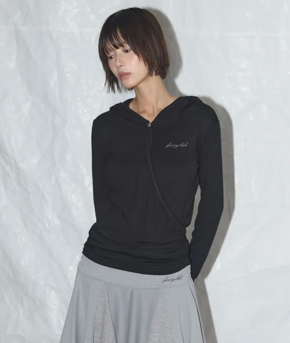 팬시클럽 다이어널 카울 후드 티 (BLACK) 상품이미지5