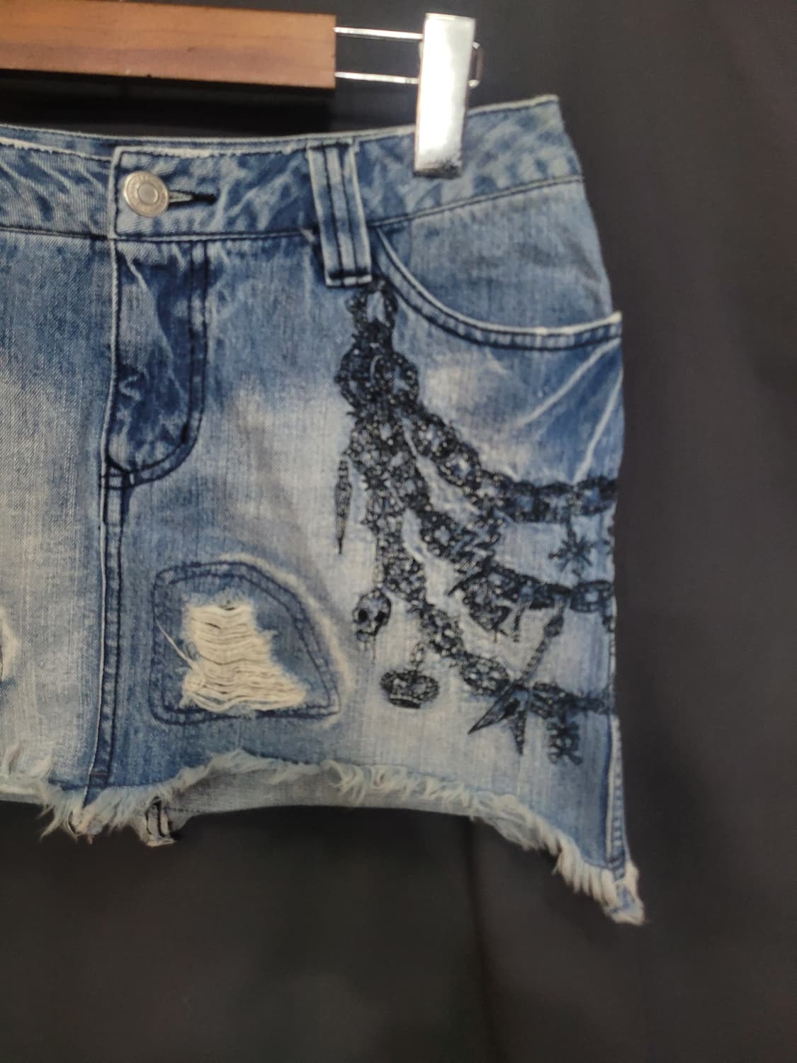 ALGONQUINS 빈티지 스컬 펑크 데님스커트 상품이미지2