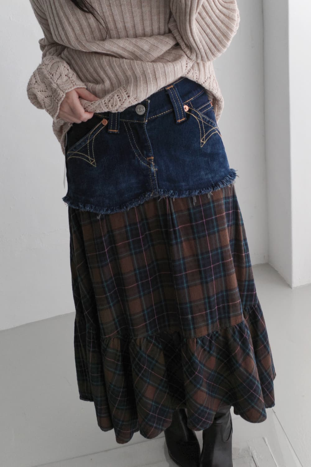 levis) check remake denim skirt 상품이미지9
