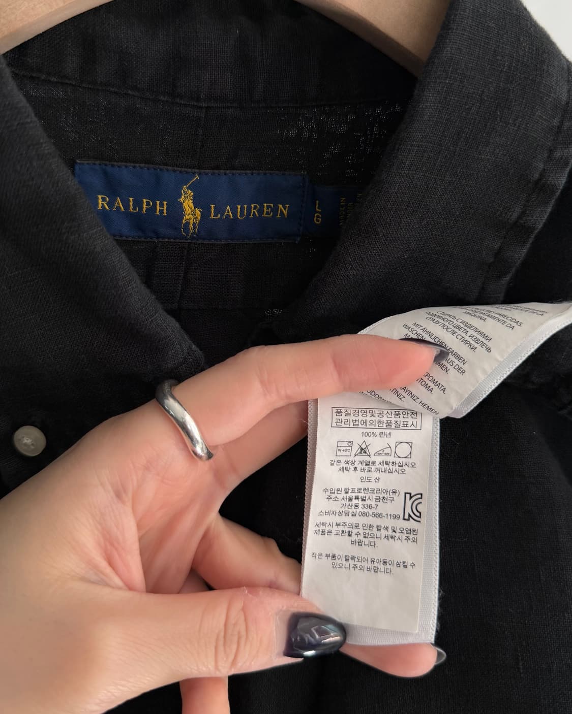 Polo 폴로 랄프로렌 신형 퍼플포니 블랙컬러 린넨 셔츠 상품이미지5