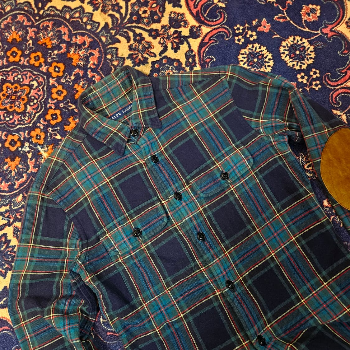 랄프로렌 타탄체크 스웨이드 팔패치 체크 셔츠  상품이미지5
