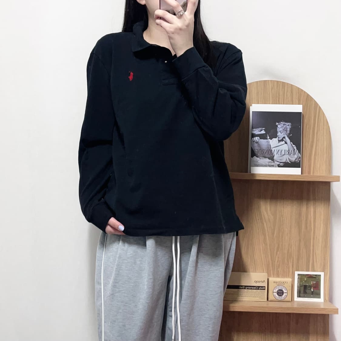 [정품] 폴로 블랙 / 레드포니 긴팔 카라티 [ L ] 상품이미지1
