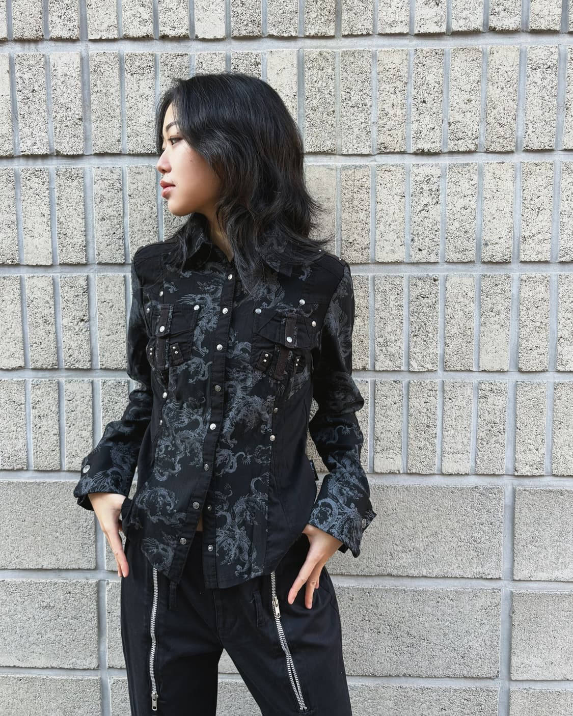 오즈온 오리엔탈 패턴 셔츠 상품이미지2