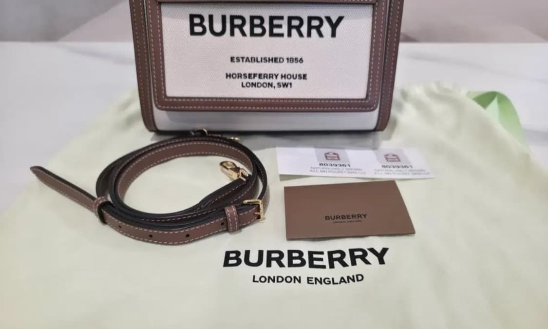 [정품] 버버리 미니 호스페리 브라운 레더 포켓백 풀구성 상품이미지2