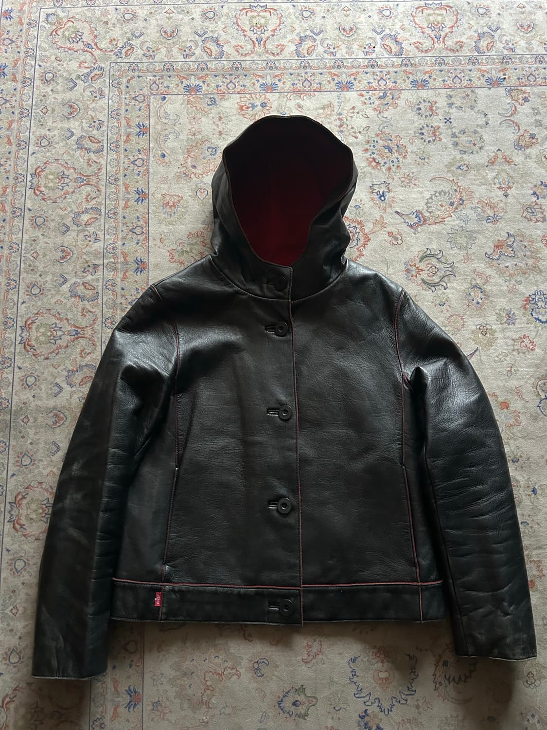 00‘s Levi’s leather hood jacket 상품이미지1