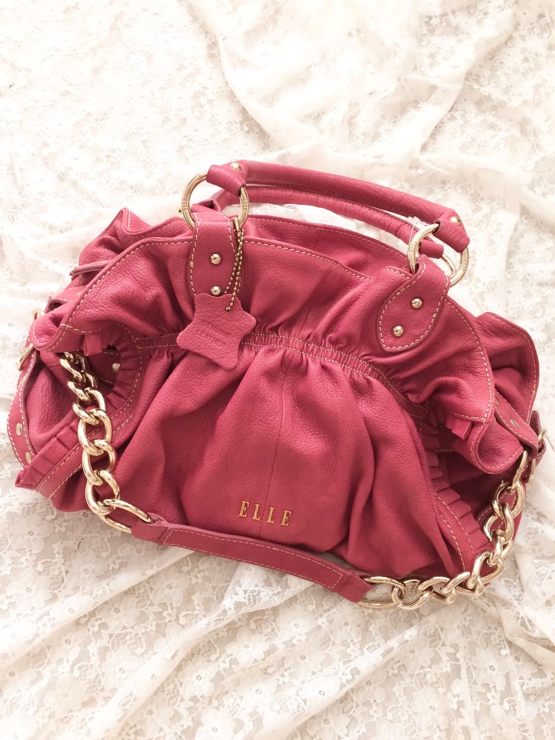 Vintage ELLE magenta pink genuine leathe 상품이미지6
