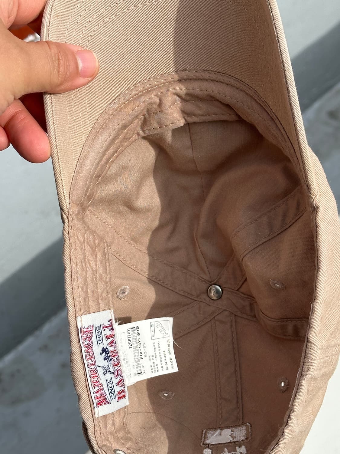 [8-13] MLB 엠엘비 뉴욕양키스 로고 아동 베이지 볼캡 모자 상품이미지5