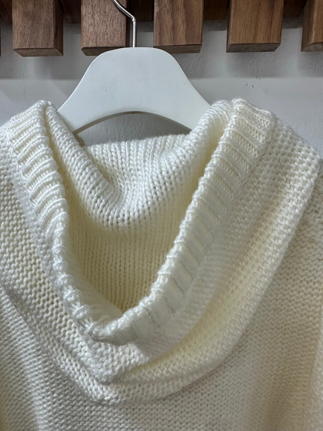 일본빈티지 아이보리 더플 니트 후드 가디건 상품이미지2