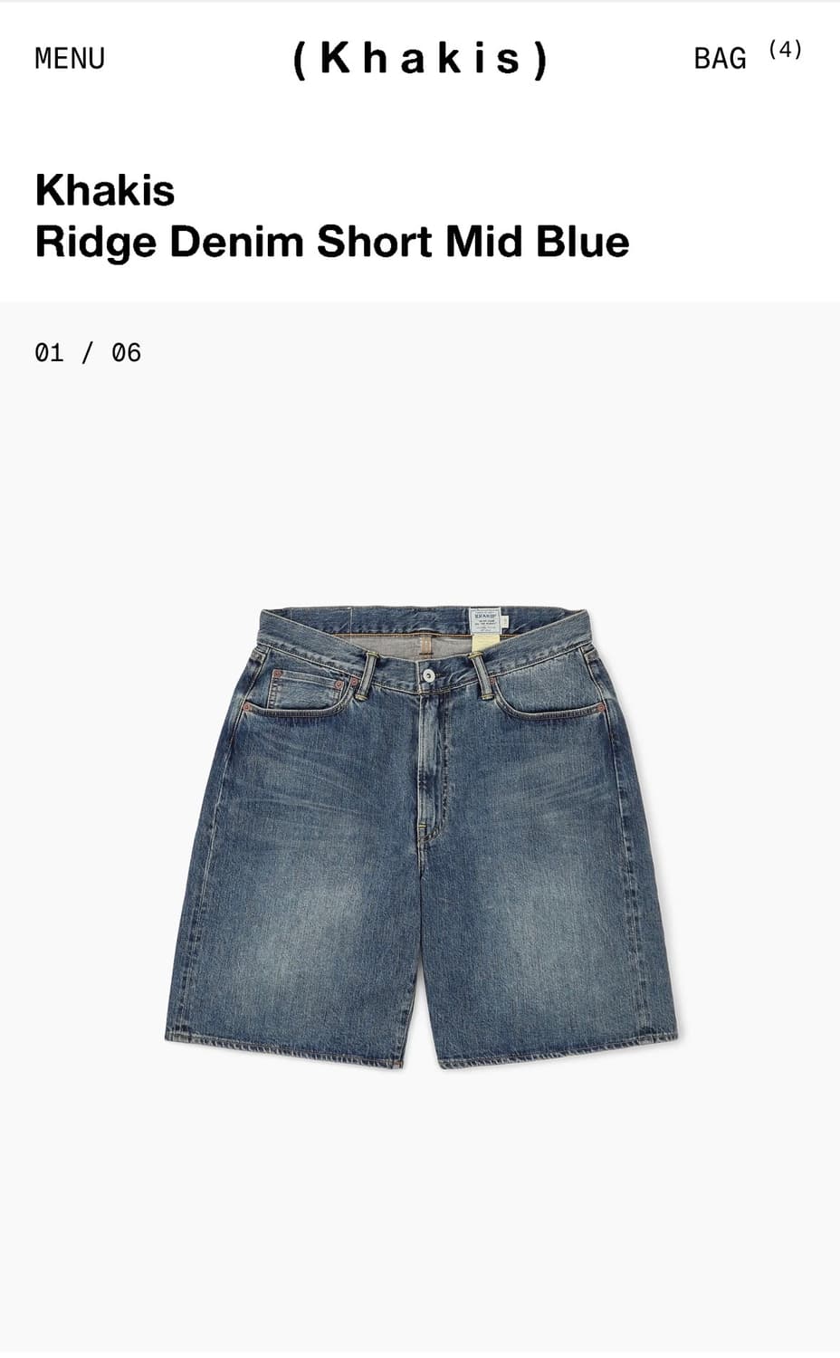 카키스 릿지 데님 쇼츠 미드 블루 L(새상품) 상품이미지1