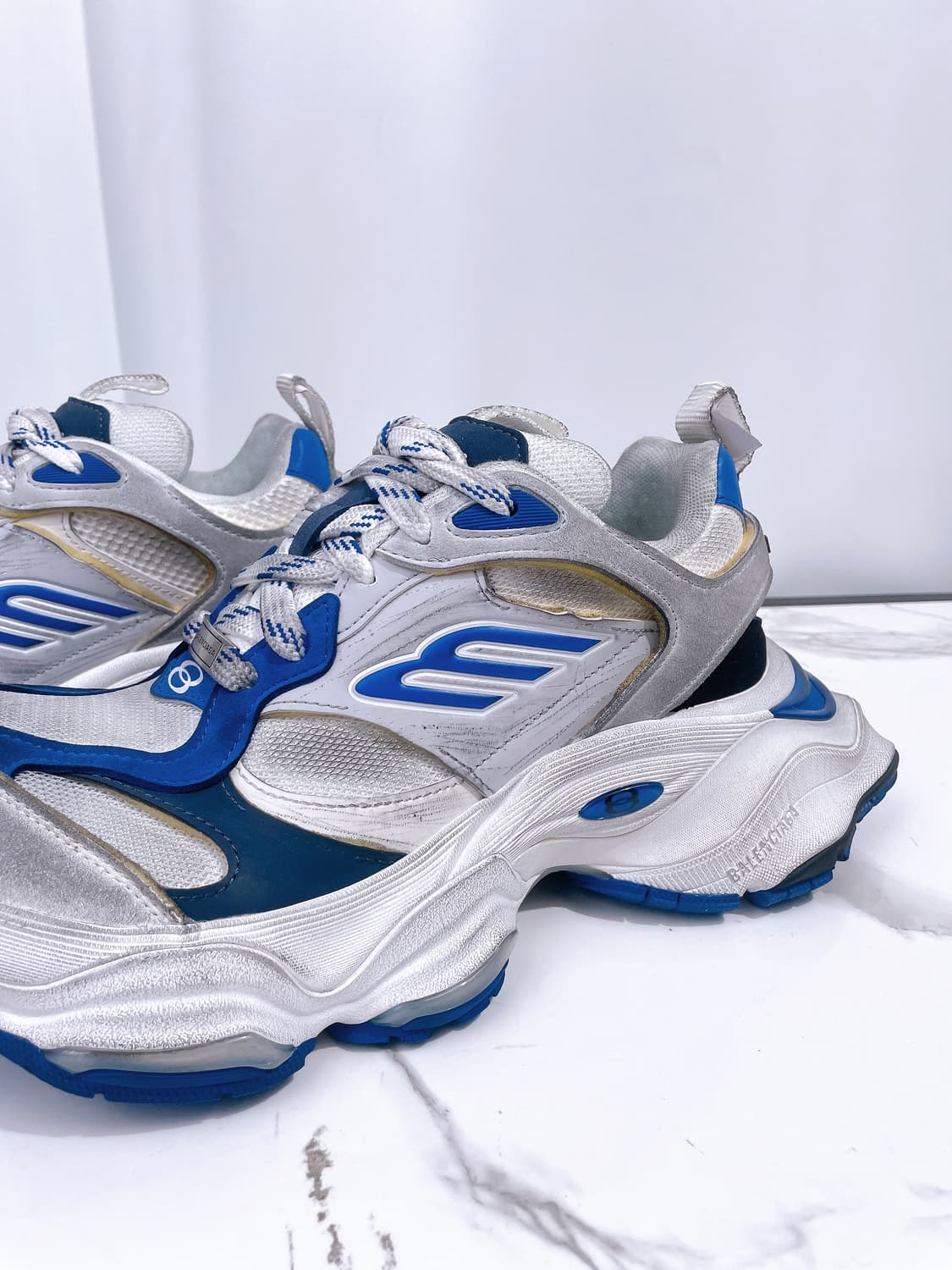 (정품/새상품) 발렌시아가 카고 스니커즈 화이트 블루 상품이미지6