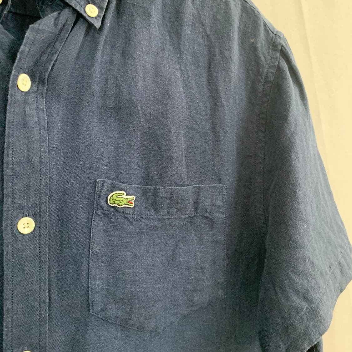 M 라코스테 레귤러핏 린넨 네이비 반팔 셔츠 남방 상품이미지3