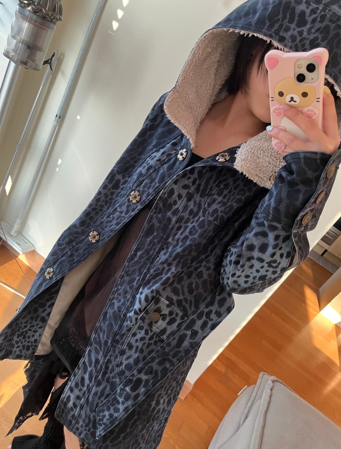 히스테릭 글래머 레오파드 양털 후드 트렌치 코트 상품이미지2