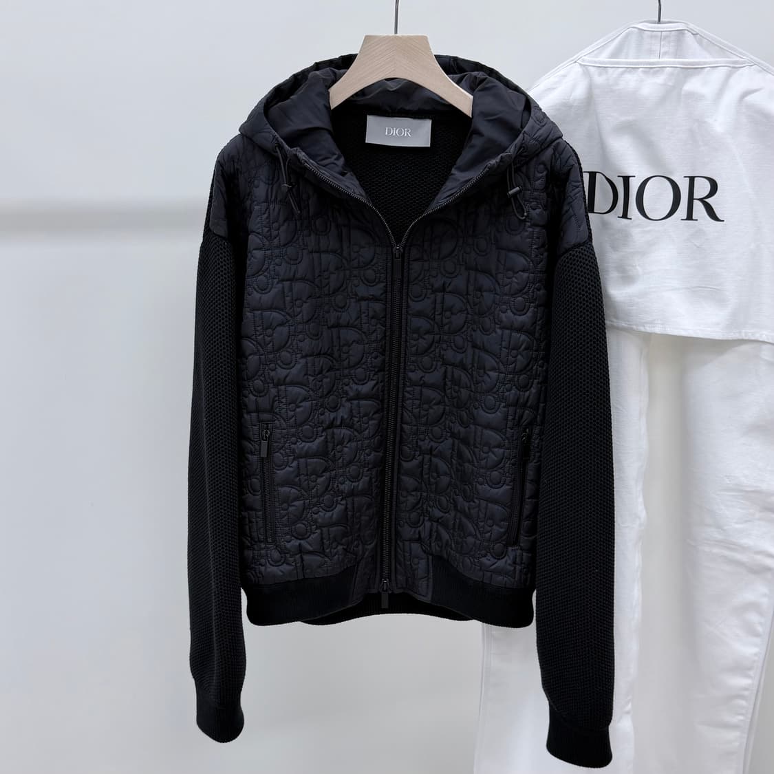 [S+급/XL] 디올 오블리크 후드 니트패딩 블루종 자켓 상품이미지1