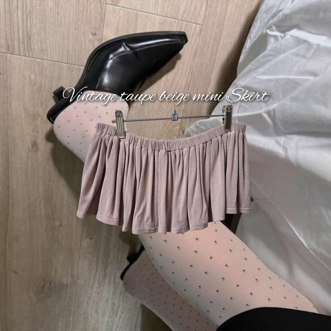 Vintage taupe beige mini Skirt 상품이미지1