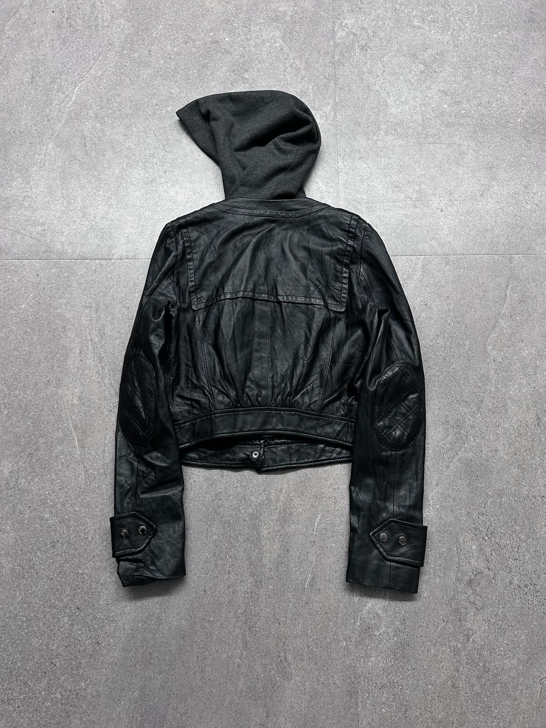 00’s 96 후디드 비건 레더 자켓 상품이미지4