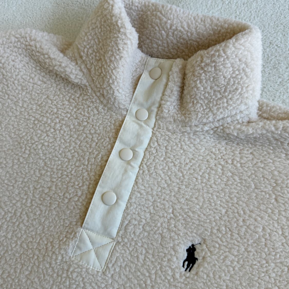 폴로랄프로렌 반집업 뽀글이 후리스 아이보리 상품이미지3