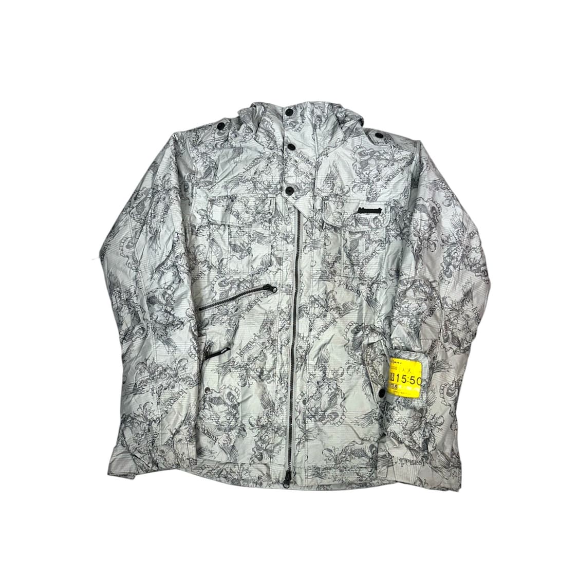 키스마크 일본 빈티지 그레이 패턴 오버핏 후드 바람막이 올드스쿨 점퍼 M 상품이미지5