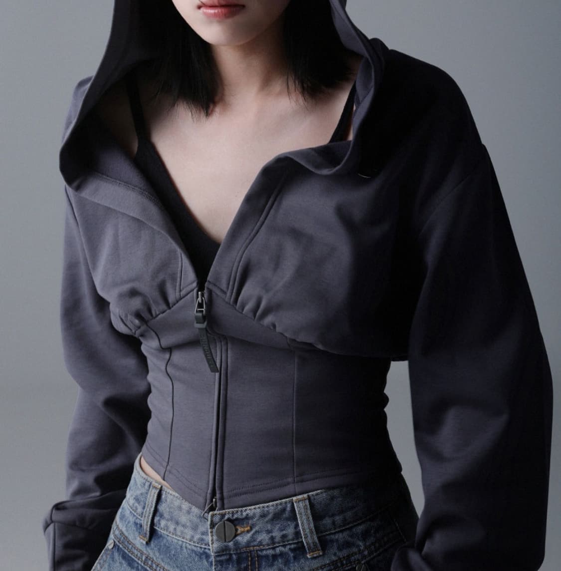 어반드레스 후드집업 슬림핏 다크그레이 상품이미지3